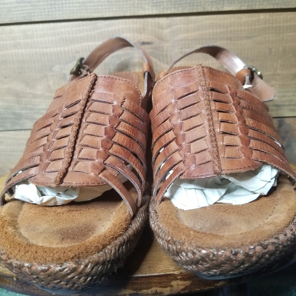 Bass 'Kay' Woven Leather Platform Sandals 8.5 80s/90s style - Picture 7 of 8